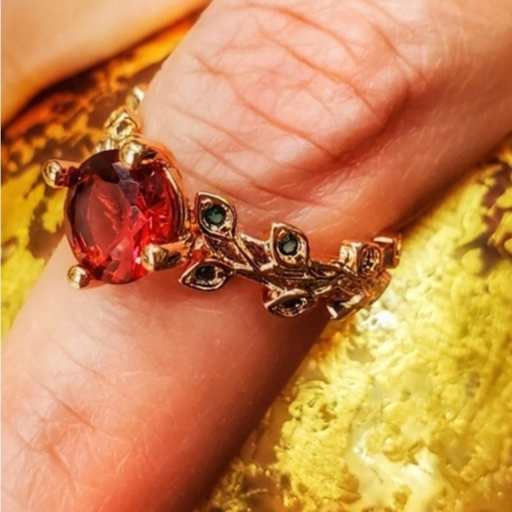 Grand Romantic Gesture Red Ruby Rose Emerald Gree… - image 2